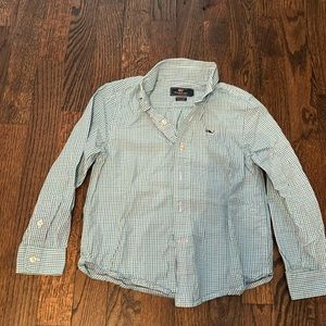 Vineyard Vines Oxford style button down, blue/green check pattern, size 5